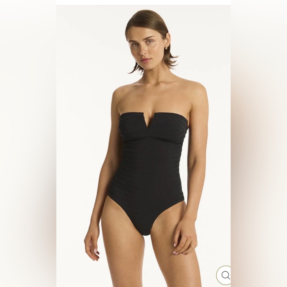 Sea Level Palisades Vee Bandeau one piece NWT US4 Black